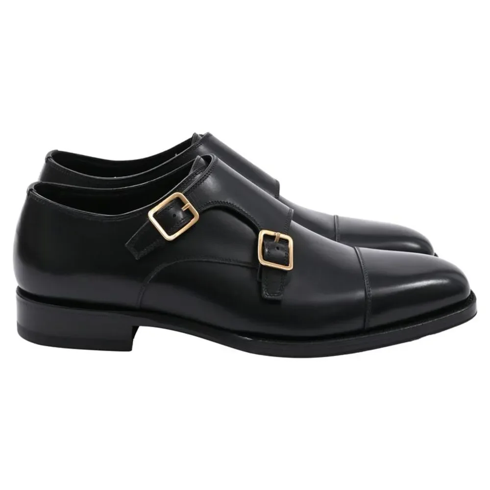 Tom Ford Claydon Double-Monk-Strap Shoes in Black Leather